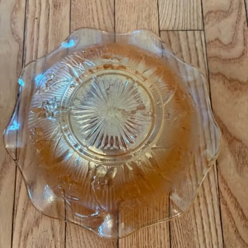 Vintage Marigold Carnival Glass Ruffled Bowl